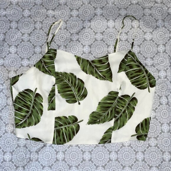 Tropical Palm Croptop Zipper Back by Gilli - Size L - Picture 1 of 7